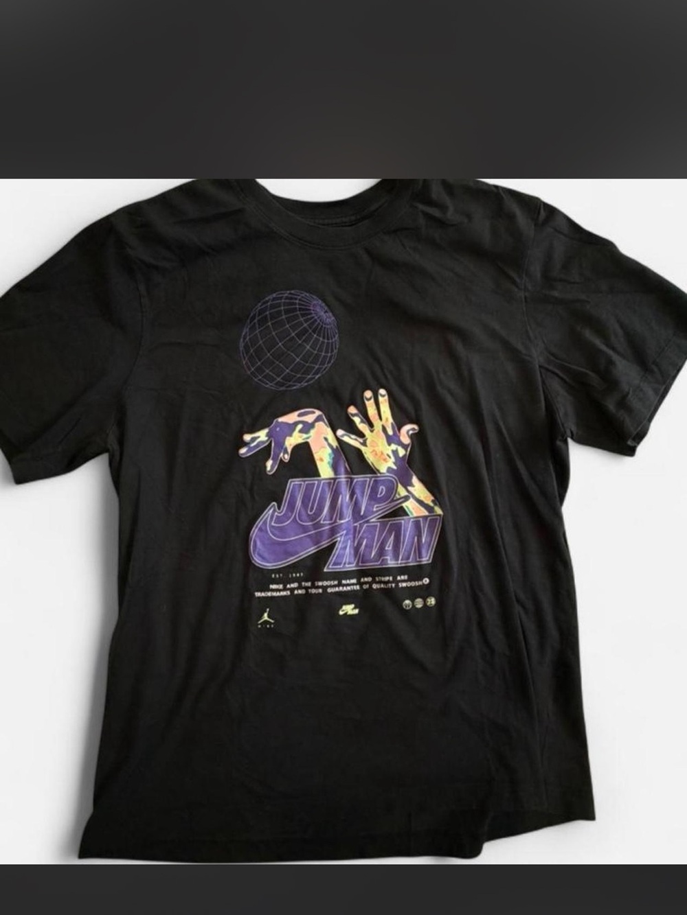 Jordan Black Tee with Multicolor Jumpman Graphic